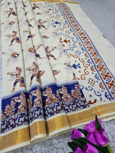 Printed Kerala Cotton Sarees